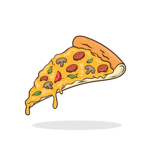 a slice of pizza with cheese and toppings on it is flying in the air