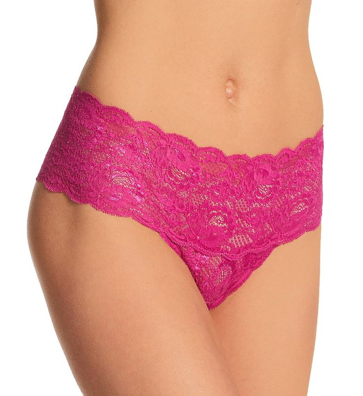 Sexy, flattering thong is all stretch lace with line-free, scalloped edges for a classic lingerie look. Made of polyamide and elastane. Wide stretch lace waistband has reflective elements. Underside is lace with a wide thong band. Center back seam ensures a curve-flattering fit. Mid-rise. Minimal rear coverage. Sewn-in tag. Stretch cotton knit blend crotch liner for comfortable wear. Made in Italy. Please Note: Model is wearing a thong (not included) for modesty. Cosabella Women's Never Say Neve Classic Lingerie, Never Say Never, Pink Lily, Scalloped Edges, Stretch Lace, Cotton Knit, Stretch Cotton, Mid Rise, In Italy