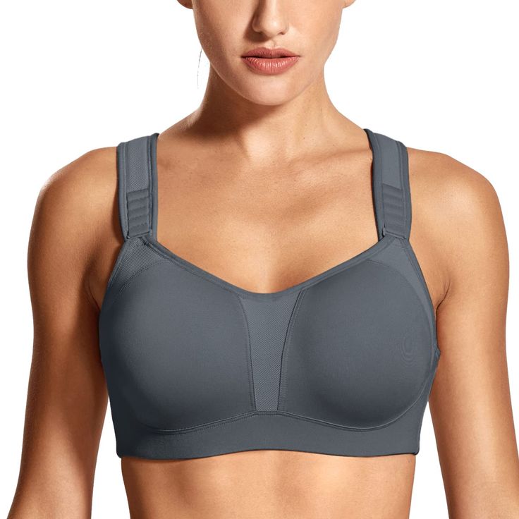 PRICES MAY VARY. Lightly padded and underwire sports bra for women, provide enough compression while maintaining flattering shape. Front adjustable straps enbale you to adjust for personal needs. Mesh panels make it more breathable and comfortable, helping you stay focused during workout. Wide band straps strengthen bounce control for you. Hook-and-eye back closure for easy on/off. Perfect for running,boxing, training, gym workout, basketball, etc. This high impact sports bra helps keep everythi Workout Basketball, Bra Extender, Underwire Sports Bras, Plus Size Sports Bras, Bra For Women, Cardio Training, Bra Size Charts, High Impact Sports Bra, New Bra