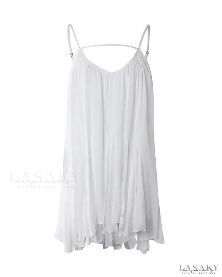 Lasaky - Halter Cutout Ruched A-line Dress Flowy A-line Sundress For Brunch, Spring A-line Ruched Sundress, Pleated A-line Mini Dress For Beach, A-line Pleated Mini Dress For Beach, Ruched A-line Sundress For Day Out, Flowy A-line Sleeveless Beach Dress, Flowy A-line Summer Mini Dress, Flowy Sleeveless Mini Dress, Flowy A-line Sundress For Summer