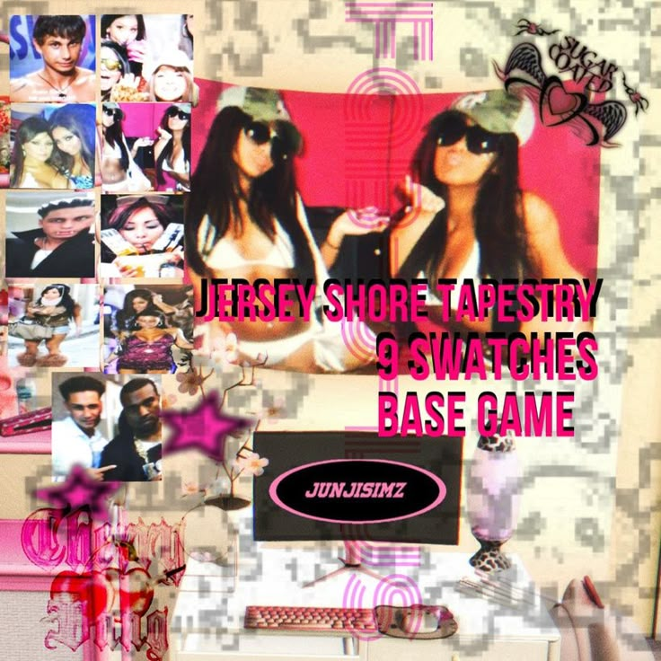 a collage of photos with the words jersey shore tapesty 9 swatches base game