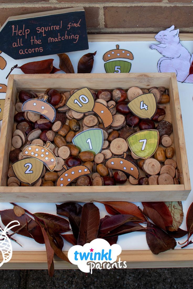 a wooden box filled with lots of different types of buttons and numbers on top of a table