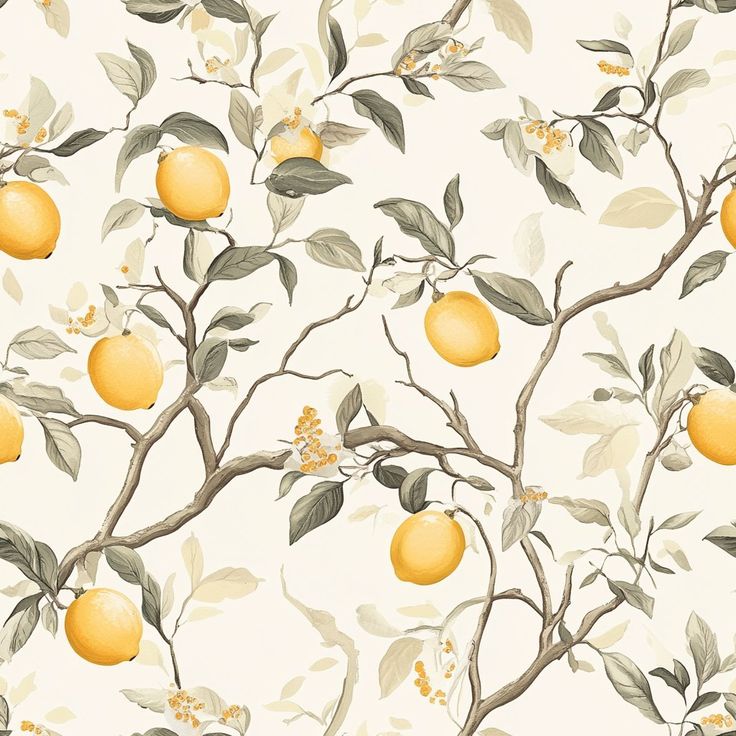 an orange tree with leaves and fruit on it's branches is featured in this wallpaper