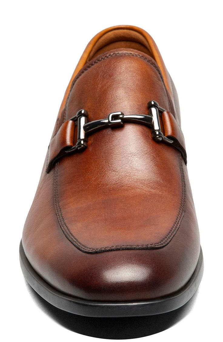 Polished bit hardware lends timeless sophistication to a rich leather loafer grounded by a cushioned footbed for lasting comfort. Elastic gore insets Cushioned footbed Leather upper and lining/rubber sole Imported Lofers Shoes, Bit Loafers, Funky Shoes, Classy Shoes, Dress Loafers, Shoes Size 6, Leather Loafers, Loafers Men, Cognac