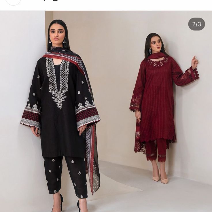 New Baroque Embroidered Lawn 3pc Comes With Printed Silk Dupata With Four Side Borders And Embroidered Shalwar.Shirt Is Embroidered Neck Sleeves And Back As Well. Chest 20.5 With Extra Space Length 37 #Mohsinnaveedranjha#Pakistanidress#Desipartywear#Farahtakibaziz#Elan#Baroque#Mnr#Desibridalwear Traditional Black Cambric Sets, Black Cambric Dress, Eid Black Semi-stitched Sharara, Elegant Black Cambric Salwar Kameez, Elegant Black Embroidered Lawn Suit, Black Cotton Sets With Intricate Embroidery, Elegant Embroidered Black Lawn Suit, Black Chikankari Embroidery Sets In Cambric, Black Long Sleeve Lawn Suit With Floral Embroidery