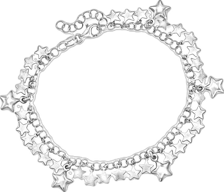 Silver Adjustable Chain Bracelet With Star Charm, Adjustable Silver Chain Bracelet With Star Charm, Silver Stars, Cable Chain, Fine Jewelry, Collage, Bracelet, Stars, Sterling Silver