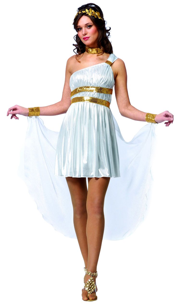 a woman in a white and gold costume