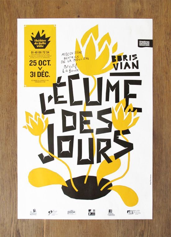 a poster with yellow flowers on it that says welcome to the festival, le cleme des jours