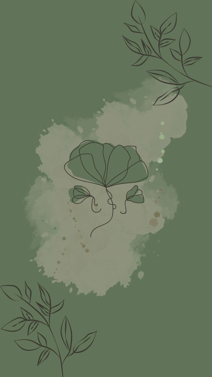 a drawing of a leafy plant on a green background