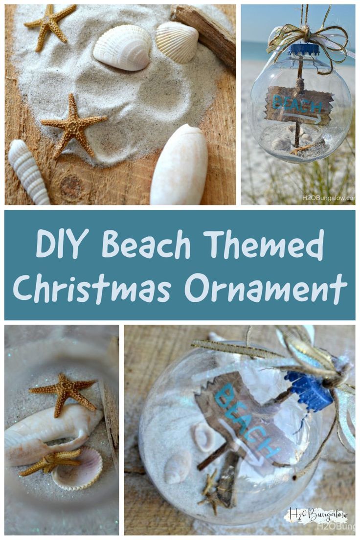 diy beach themed christmas ornament with shells, starfish and seashells