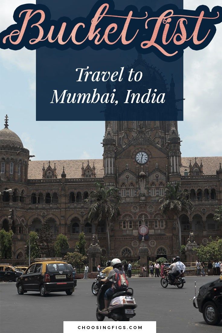 a large building with a clock tower and cars driving in front of it, the words bucket list travel to mumbai, india