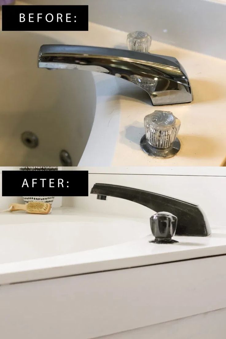 before and after photos of a bathroom sink