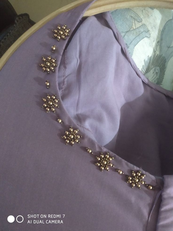 Kurti Neck Aari Designs, Simple Beads Design On Kurti, Churidar Neck Designs Beads Work, Aari Neck Designs For Kurtis, Aari Work On Kurti Neck, Simple Bead Work On Blouse, Beeds Work On Dress Neck, Simple Hand Embroidery Neck Designs For Kurtis Latest, Simple Neck Works For Blouses