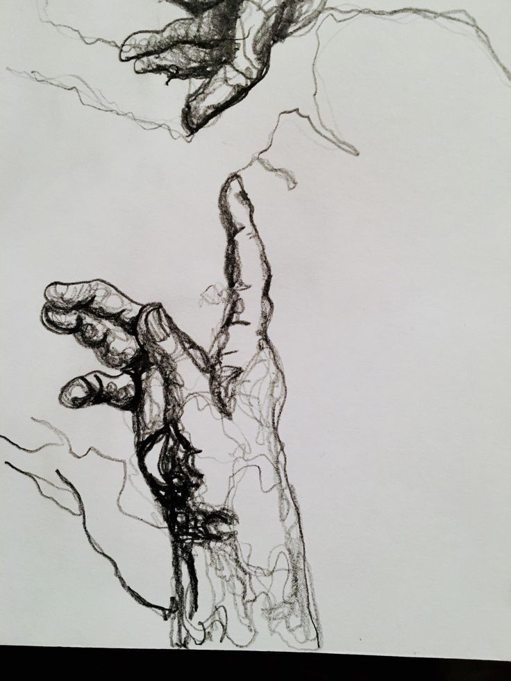 a drawing of two hands reaching towards each other