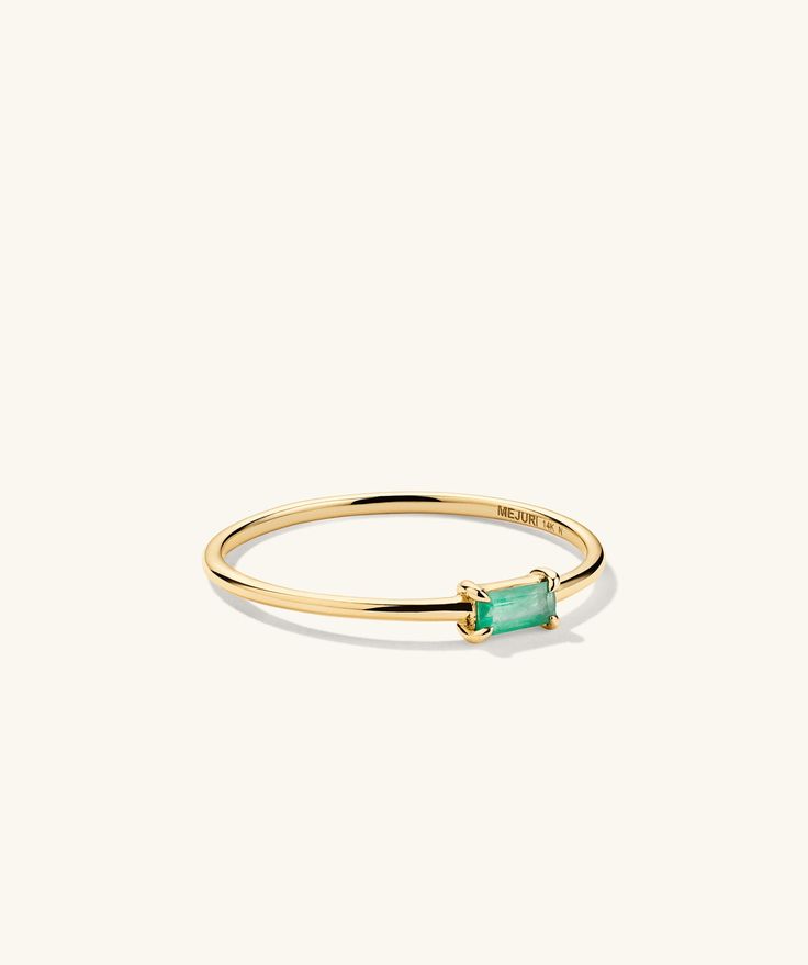 The second best thing after an actual baguette? A baguette ring. Mejuri Rings, Unique Ear Piercings, Stacker Rings, Baguette Ring, Second Best, Emerald Gemstone, Open Ring, Bar Necklace, Bracelets For Men