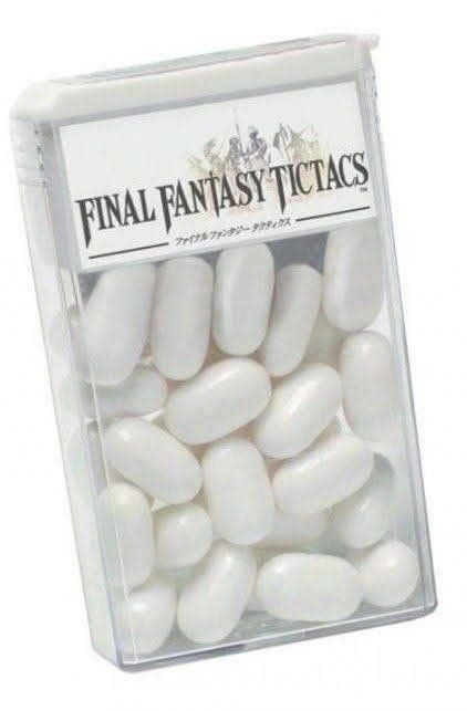 white beans in a plastic container with the word final fantasy tacs on it's side