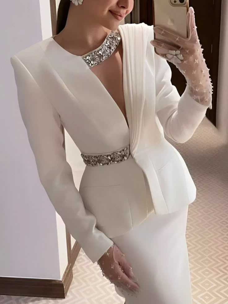 Plain Regular Fit Elegant Long Sleeve Jacket Formal Dresses Mermaid, Elegant Dresses Classy, فستان سهرة, Dresses Classy, Party Gowns, Mermaid Dresses, Classy Dress, Outerwear Women, Special Occasion Dresses