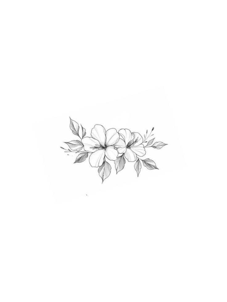 a black and white drawing of flowers with leaves