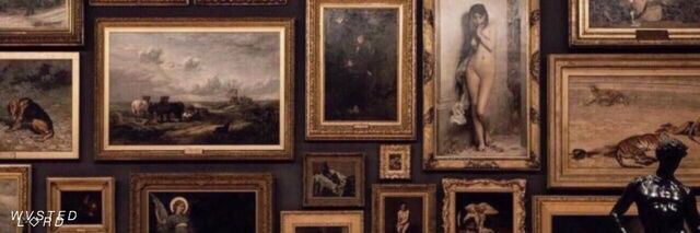 there are many paintings on the wall