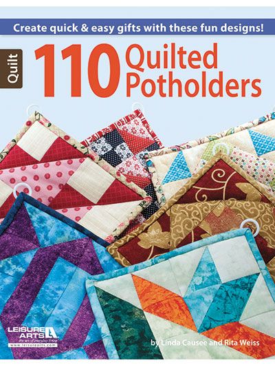 the book cover for quilting 101 quilted potholders