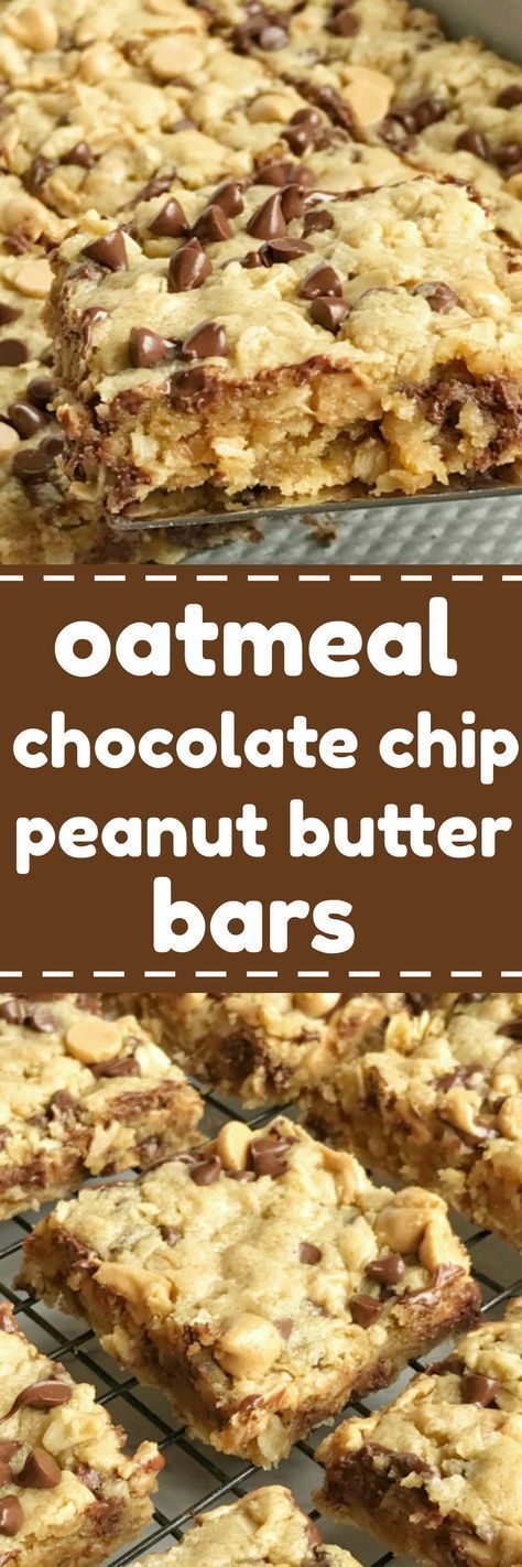 oatmeal chocolate chip peanut butter bars are cooling on the rack and ready to be eaten