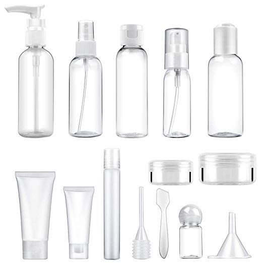 Travel Bottles Toiletries, Travel Size Items, Travel Containers, Alat Makeup, Desain Pantry, Travel Size Toiletries, Travel Container, Makeup Accesories, Wedding Set Up