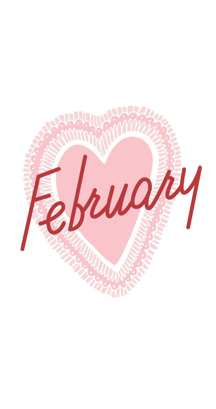 a heart with the word february written in it