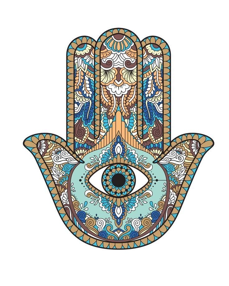 a hamsa with an ornate design on it's front and side, depicting the eye