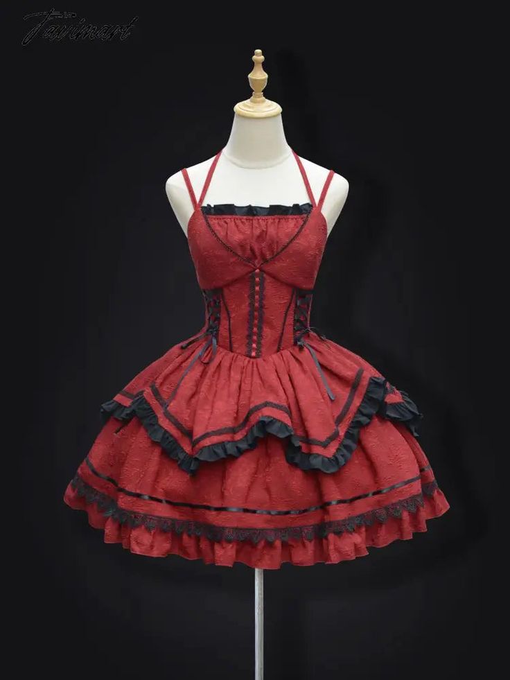 Tavimart French Romantic Style Jsk Lolita Cosplay Sweet Girls Gothic Vintage Princess Dark Helloween Tunic Bowknot Backless Ruffle Dress Low Waisted Pants, Harajuku Grunge, Cargo Pants Streetwear, Gothic Vintage, Vintage Princess, Sleepwear Robe, Khaki Color, Romantic Style, Sweet Girls