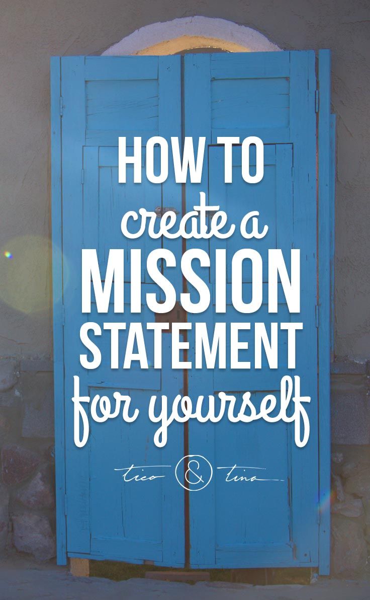 a blue door with the words how to create a mission statement for yourself