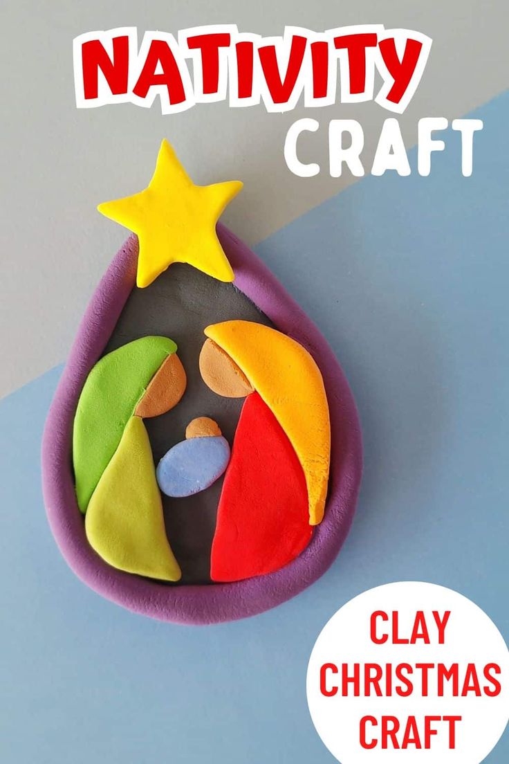 a clay christmas ornament with nativity craft on it