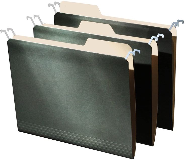 three file folders with clips attached to them