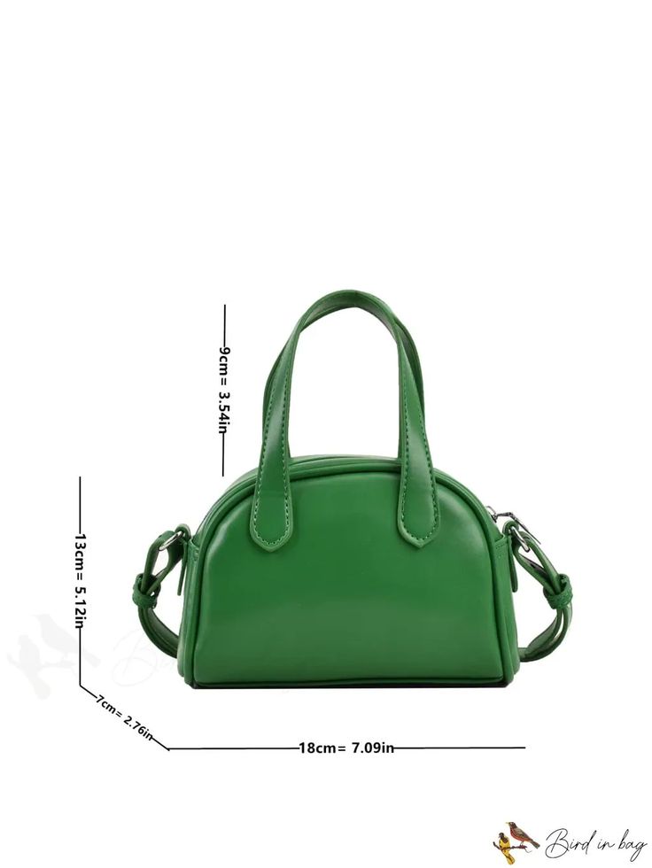 BirdinBag - Compact Dome Bag: Sleek and Stylish Green Box Bag With Double Handle, Green Top Handle Bag For Errands, Green Shoulder Bag With Detachable Strap For School, Green Bag With Zipper For Daily Use, Green Bag With Zipper Closure For Daily Use, Green Handheld Shopping Bag, Green Satchel Shoulder Bag, Green Baguette Bag With Detachable Strap For Everyday Use, Green Top Handle Bags For Daily Use