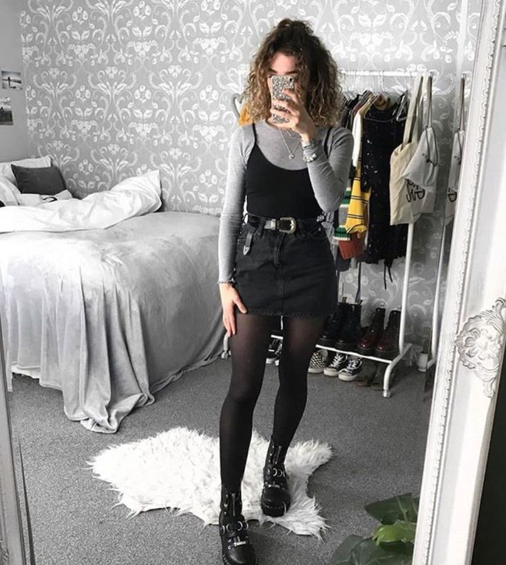 soft black and gray modern grunge outfit Black And Gray Outfits For Work, Soft Grunge Work Outfits, Grunge Stockings Outfit, Edgy Soft Summer Outfits, Soft And Edgy Outfits, Black And Gray Outfits Aesthetic, Edgy Black Skirt Outfit, Gray Grunge Outfit, Thanksgiving Outfit Grunge