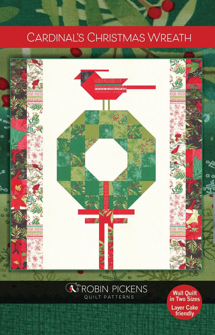 cardinal's christmas wreath quilt pattern is featured in the book cardinal's christmas wreath