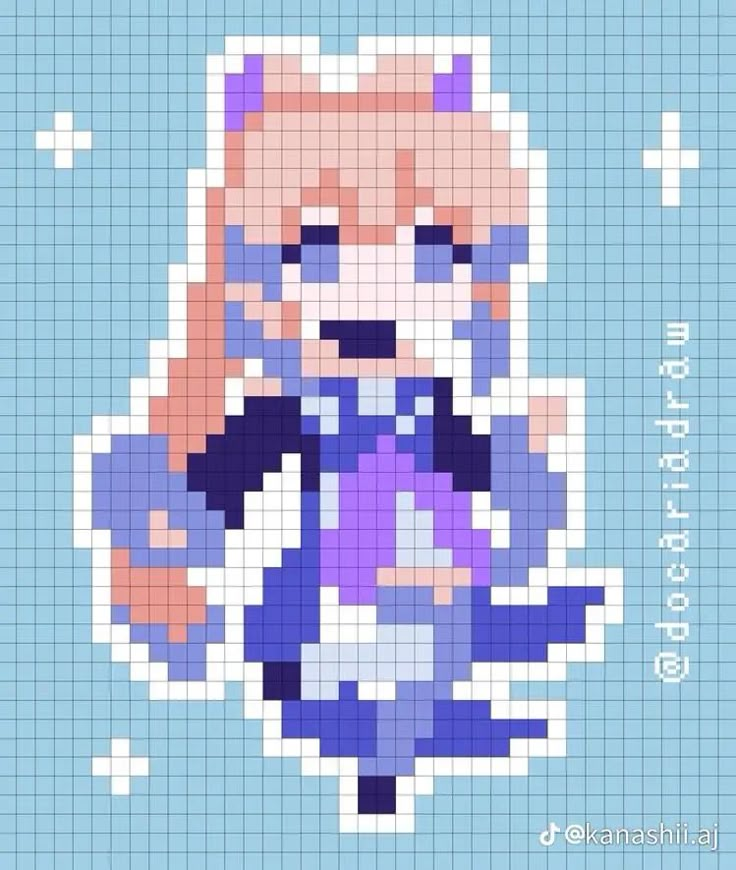 Genshin Perler, Pixel Art Genshin, Genshin Pixel Art, Genshin Impact Pixel Art, Pixel Art Animals, Easy Pixel Art, Pixel Art Templates, Perler Art, Pixel Drawing