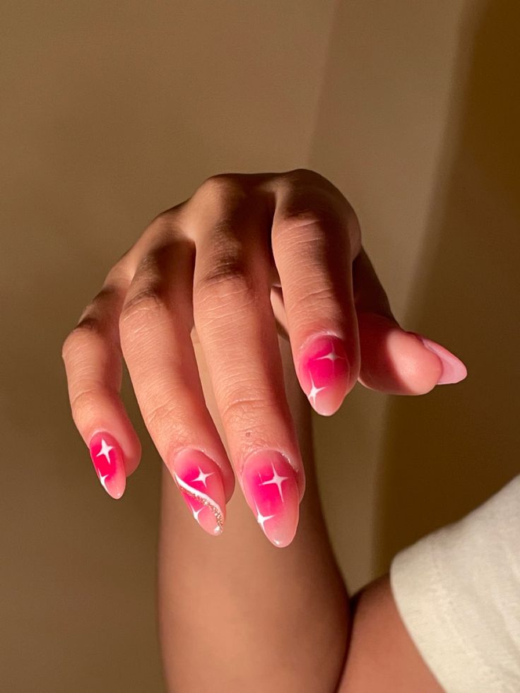 Barbie Aura Nails, Pink Aura Nails With Design, Aura Nails French Tip, Nail Press On Designs, Nude Aura Nails, Gel X Nails Designs, Aura Nails Designs, Aura Nails Chrome, Almond Shape Spring Nails