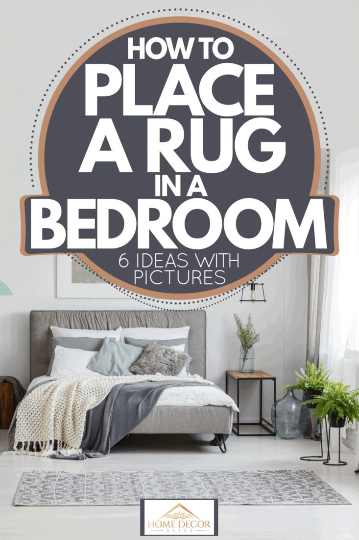 how to place a rug in a bedroom with pictures on the wall and below it