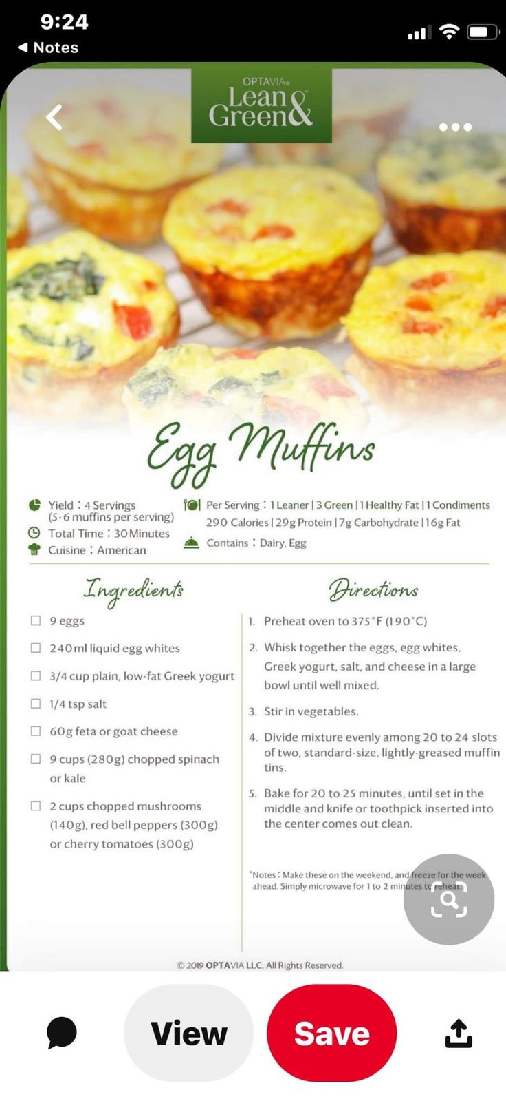 an email page with the words egg muffins in green and red on it