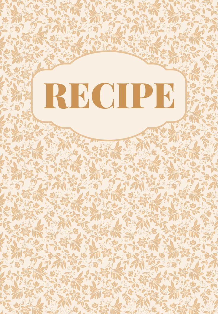 a recipe book with the word recipe written on it in brown and white floral designs