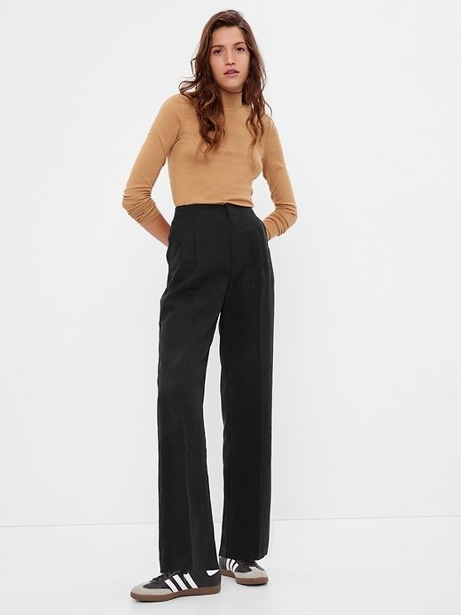 SoftSuit Trousers in TENCEL Lyocell | Gap Black Wide Leg Pants, Soft Pants, Suit Trousers, Pleated Trousers, Gap Pants, Black Trousers, Pleated Pants, Trouser Suits, Trouser Pants