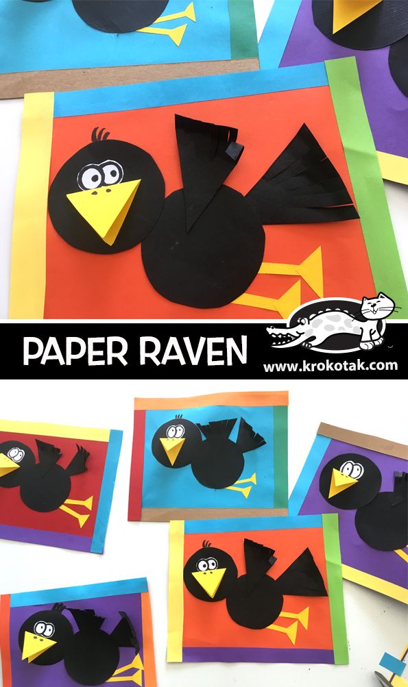 paper raven craft for kids to make