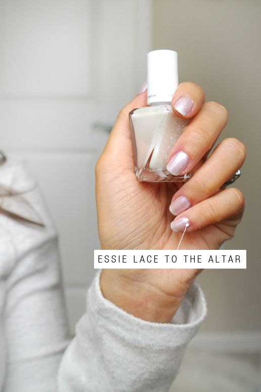 Essie Lace to the Altar | spiffykerms.com Essie Lace Is More, White Shellac, Gold Chic, Essie Gel Couture, Gel Couture, Essie Gel, Iridescent Pearl, Vintage Rose Gold, Essie Nail Polish