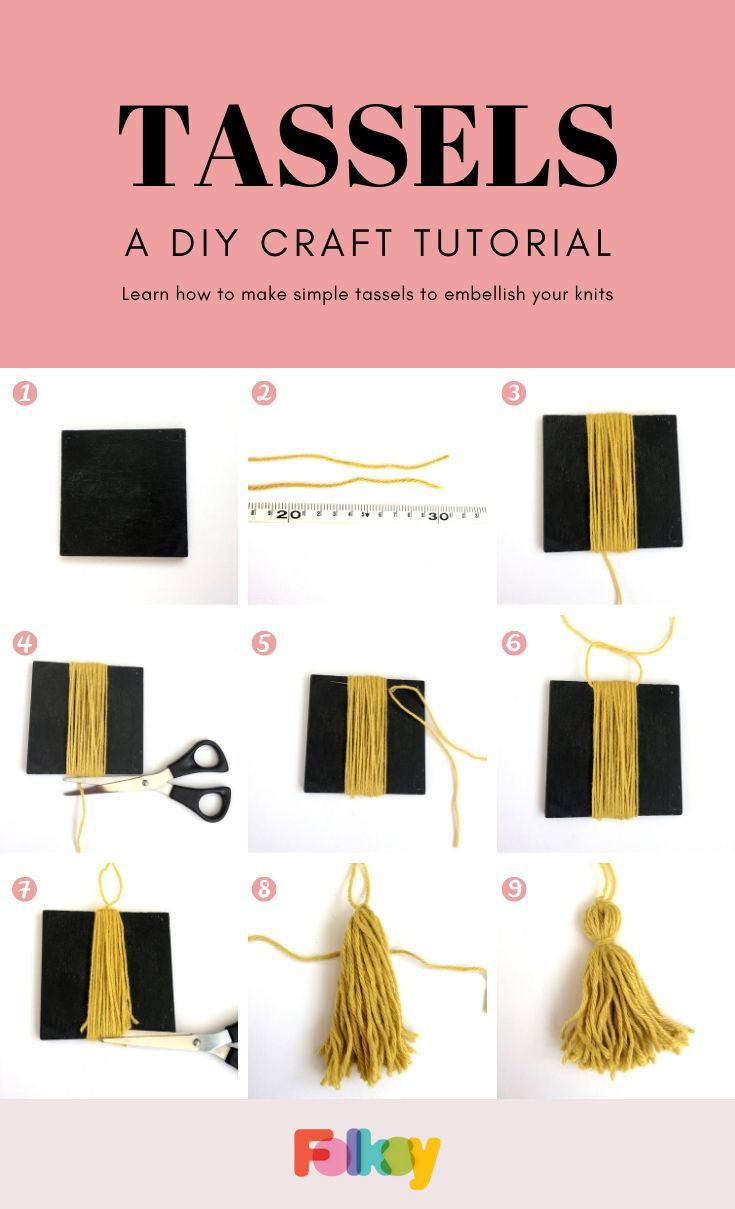 instructions to make tassels with yarn and scissors