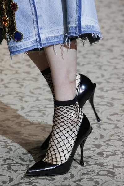 Dolce & Gabbana Fall 2018 Ready-to-Wear Collection - Vogue Ankle Socks Outfit, Milan Italy Fashion, Stylo Shoes, Heels And Socks, Dolce And Gabbana Fashion, Black Stiletto Heels, Sock Outfits, Ankle Sock, Dolce Gabbana Shoes