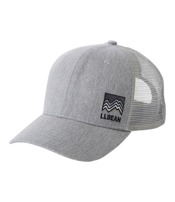 a grey hat with the words,'libean'on it and a black patch