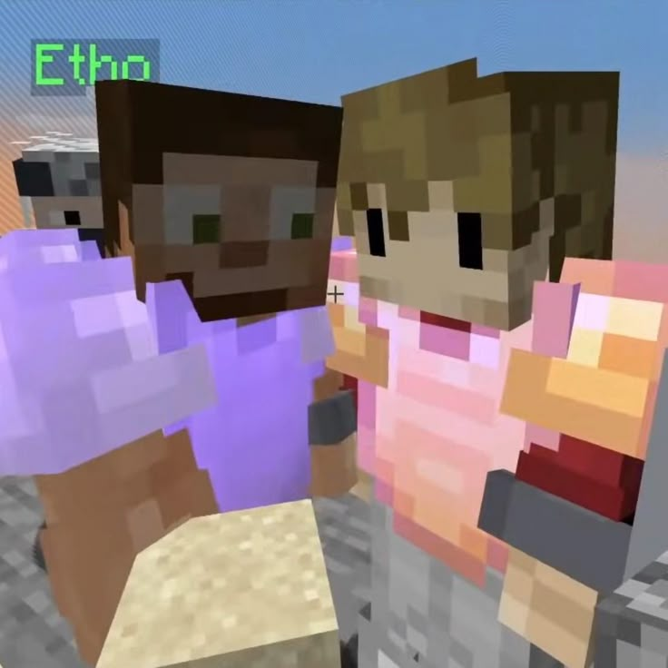 some people are standing together in minecraft