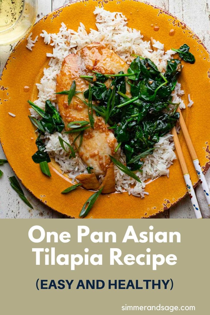 There are some meals that I could literally eat every night, and this Asian tilapia recipe is one of them. Tilapia Asian Recipes, Asian Tilapia Recipes, Tilapia Dinner Recipes, Asian Tilapia, Tilapia And Rice, Pan Seared Fish, Sauce Over Rice, Fresh Spinach Recipes, How To Cook Tilapia