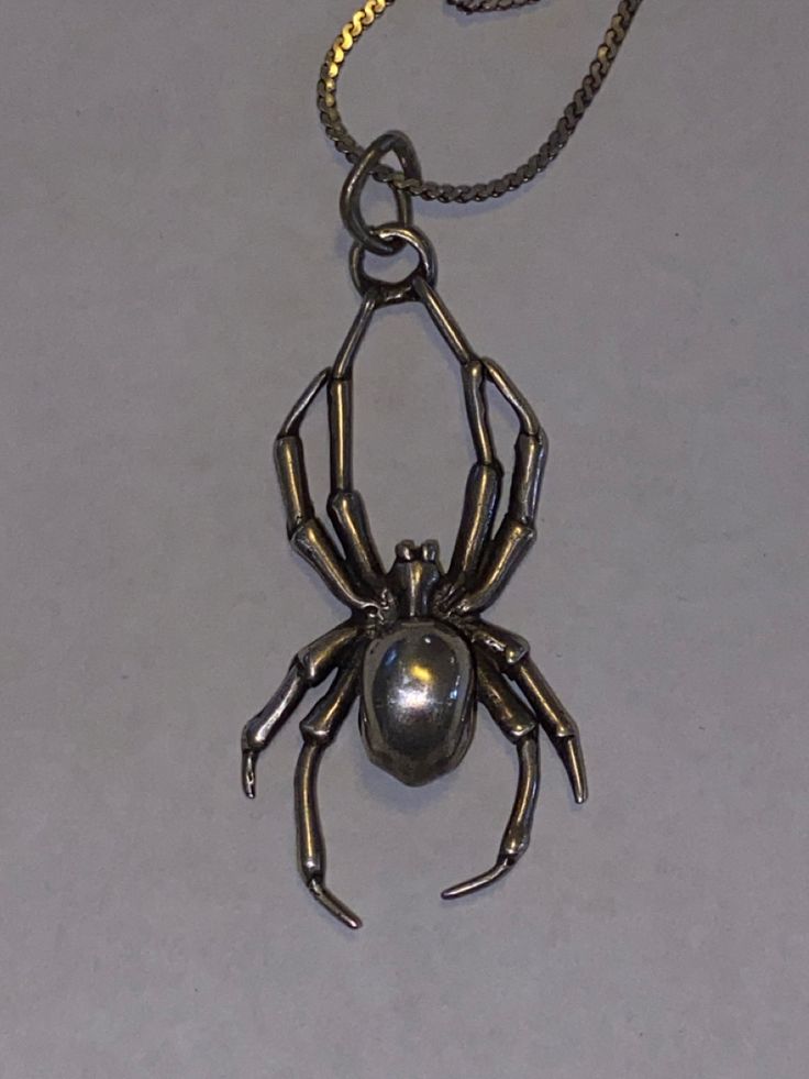 From my collection. Vintage signed Kali sterling spider pendant Oc Things, Spider Pendant, Aesthetic Jewelry, Emo Scene, Band Shirts, Dear God, Jewelry Inspo, My Collection, Halloween Nails