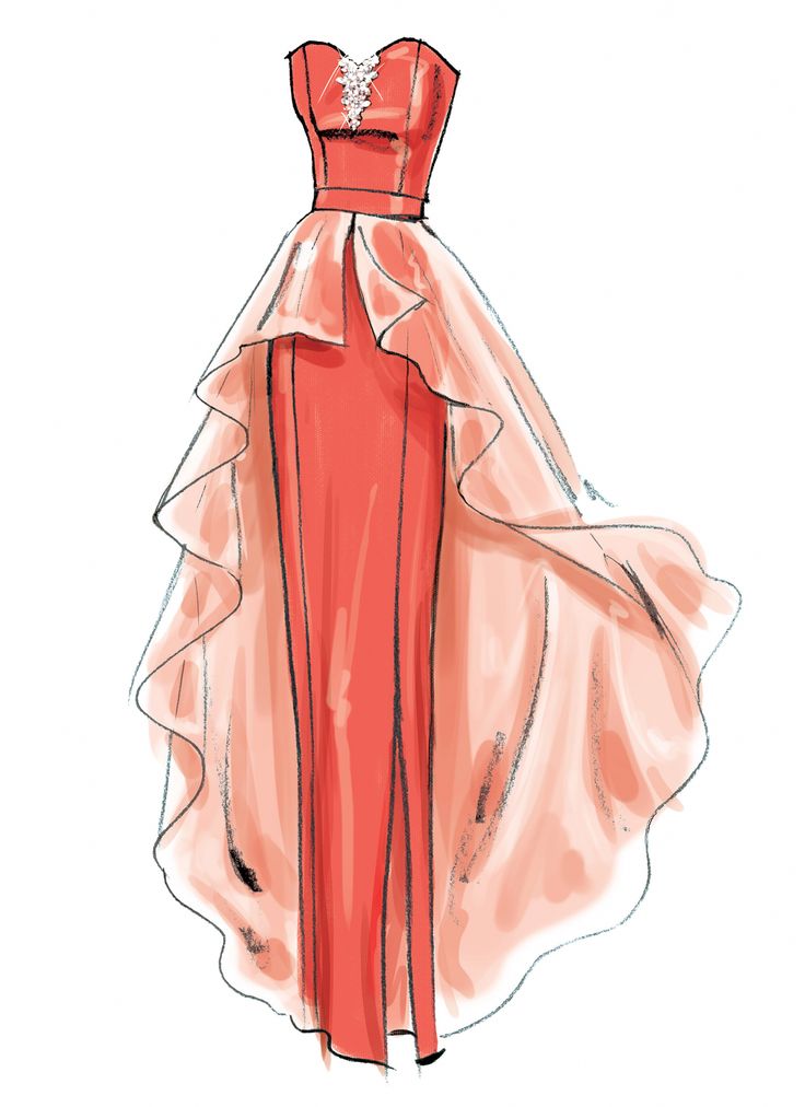 a drawing of a red dress on a mannequin